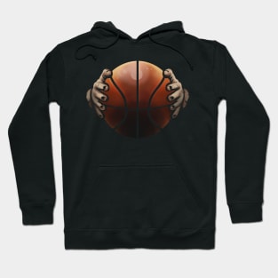 Two Hands Hold A Basketball Hoodie